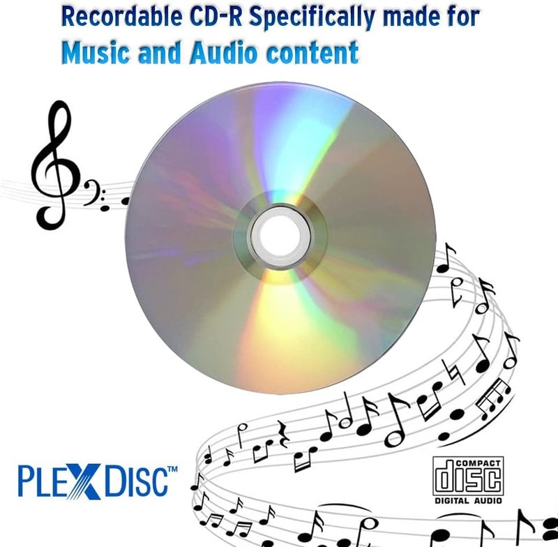 PlexDisc 52x Digital Audio Music CD-R Disc 80min 700MB Shiny Silver - 100 PK Cake Box (FFP), 100 Discs - Image 5